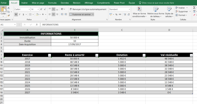 Calculer Un Amortissement Linéaire Dans Excel Avec Un Tableau