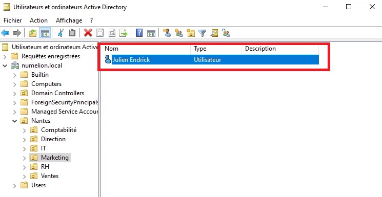 Ajouter utilisateur dans Active Directory