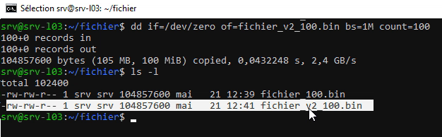 Commande DD dans Linux pour créer un fichier d'une taille spécifique